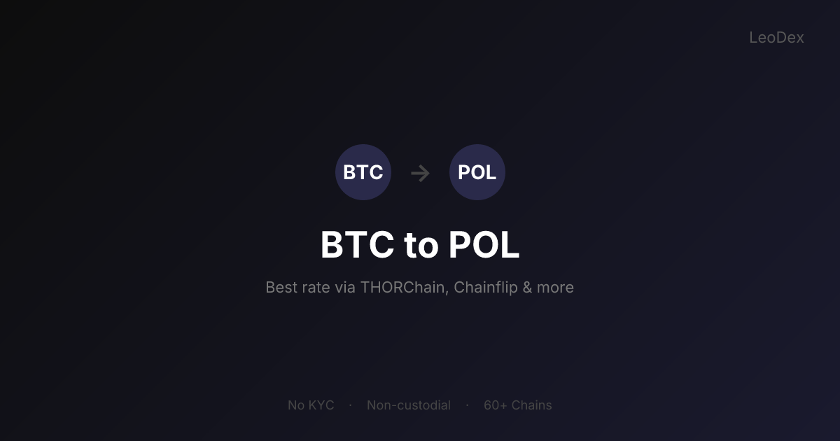 Swap BTC to POL | Best Rate, No KYC | LeoDex